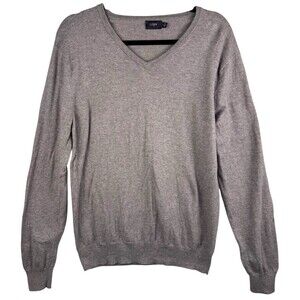 J. Crew Sweater Mens Medium V-Neck Pullover Cotton Merino Wool Blend Gray Preppy